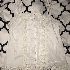 White detailed spaghetti strap shirt